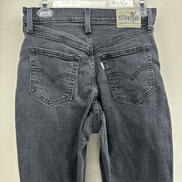 Levis SilverTab Mom Jeans 28 Black Womens High Rise Lion Cub Painted 28x28 - Picture 4 of 11